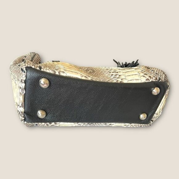 Python leather handbag black leather handles NWT - Picture 7 of 10